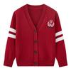 Cárdigan de Punto Bordado con Cuello en V y Dos Rayas Tb para Niños Mayores, Chaqueta de Manga Larga para Primavera y Otoño, Algodón, Niños y Niñas, Seguridad Clase A