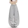 Pantalones de Chándal Plisados Casuales Estilo Americano para Mujer, Corte Holgado, Adelgazantes, Versátiles para Verano, Pantalones de Pierna Ancha para Baile, Pantalones Casuales