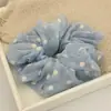Goma para el pelo de gasa suave bordada floral estilo coreano para mujer, accesorio para el pelo suave y fresco, liga para coleta baja, cuerda para moño