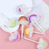 Juguete de Comida Simulada Lollipop Arcoíris Luminoso Colgante DIY para Llavero de Teléfono Móvil Material Hecho a Mano Pegamento de Crema