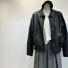 Chaqueta de Cuero Casual Vintage Negra Fresca y Elegante para Mujer 2026 Nueva Ajustada Versátil Cuello Solapa Chaqueta de Cuero para Figuras Petite
