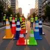Cone de Trânsito Refletivo de PVC Proibido Estacionar Pilão Bloqueio de Estrada Cone de Sorvete Tambor Cone Quadrado Pilão de Obstáculo Cone de Advertência de Segurança