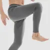 Calça longa masculina de cor sólida, para usar por baixo, fina, quente, de algodão, outono e inverno, plus size, calça interna de lã, para usar por baixo, anti-congelamento