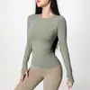 Ropa ajustada adelgazante para fitness para mujer, camiseta de manga larga transpirable elástica para deporte, ropa para correr yoga otoño e invierno