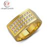 Anel de Diamante Dourado com Três Fileiras Acessórios Mais Vendidos na Europa e América Anel de Aço Titânio de Luxo Fornecimento Direto da Fábrica Anel de Pedra Hao