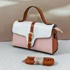 Bolso Grande de Retazos Estilo Nuevo, Bolso de Mano de Moda Versátil Transfronterizo con Bloques de Color, Bolso Tote Versátil Estilo Retro para Viajes Diarios