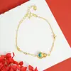 Pulsera de Oro Chapado Vietnamita de Moda Pulsera Retro de Calabaza Hueca con Goteo de Aceite para Mujer Joyería Simple Duradera