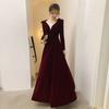 Vestido Vermelho Toast 2026 Novo Estilo Noiva Casamento Noivado Baile de Formatura Casual Longo Vestido de Noite para Mulheres