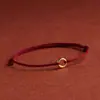 Tobillera de oro puro 999 con hebilla de paz para mujer, pulsera delgada tejida con cuentas de la fortuna, regalo del Día de San Valentín para la industria de la belleza y la belleza