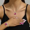 Conjunto de joias de cristal e diamante da moda Oceano coração colar brincos pulseira de três peças