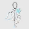 Chaveiro Pingente de Bolsa Sino de Vento Estrela Azul Acrílico Asas de Estrela Estrela do Mar Série Oceano Bidimensional Fresco e Fofo