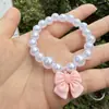 Pulseira Fofa Infantil Pulseira de Pérola Branca para Meninas Contas de Pérola de Plástico Pingente Série Oceano Desenho Animado Joias