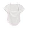 Playera Blanca de Cuello Cuadrado y Manga Corta para Mujer Verano 2025 Nuevo Chica Caliente Deseo Puro Diseño Slim Top Camiseta Básica