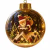 Enfeite de Bola Transparente 3D de Natal, Pingente de Bola de Cristal Iluminada, Decoração de Árvore de Natal, Decoração de Festa de Feriado