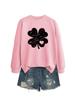 Suéter de manga larga con cuello redondo y estampado de trébol de cuatro hojas para mujer, tendencia de moda de Amazon y eBay, venta al por mayor transfronteriza