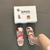 Zuecos de peluche de gatito de dibujos animados con suela gruesa poco profunda para mujer, sandalias planas de moda de verano de estilo simple, zapatos casuales de doble uso