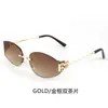 Moda Europea y Americana Dulce-Genial Chica Caliente Gafas de Sol Miu con Forma Curva Convexa, Gafas de Sol Sin Marco de Metal con Borde Cortado con Protección UV