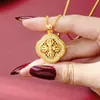 Popular Collar Antiguo de Arena Dorada y Vajra Dorado para Mujer, Tendencia Nacional, Estilo Étnico Colgante de Trébol de Cuatro Hojas, Joyería Versátil y Duradera