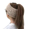 2018 AliExpress ebay Europa y Estados Unidos para otoño e invierno etiqueta CC punto de color en la visera parte superior vacía coleta retorcida gorro de punto pullover