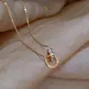 Collar de Acero de Titanio Ladrillo de Oro para Mujer Lujo Ligero Alto Sentido del Diseño Cadena Dorada de Clavícula Nicho Cadena de Lana de Moda 2025 Nuevo