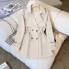 Nuevo Gabardina de Solapa para Mujer Primavera 2026, Cintura Media, Casual, Versátil, Adelgazante, Talla Petite, Gabardina de Primavera y Otoño
