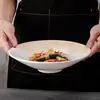 Plato de Pasta Estilo Occidental de Cerámica, Plato de Ensalada, Plato Redondo, Plato para Sopa de Color Bajo Esmalte, Plato de Postre, Plato Decorativo para Presentación de Banquetes en Restaurantes
