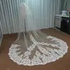 Elegante Nuevo Estilo Hecho a Mano Floral Largo Doble Capa Cola Grande Velos Blancos y Maquillaje de Novia Accesorios para Vestidos de Novia