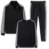Conjunto Esportivo Casual de Algodão Imitado com Três Listras para Primavera e Outono Masculino Simples Casual Tamanho Grande Cardigã Moletom Corrida