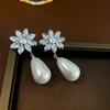Brincos de Flor em Prata 925 com Zircônia Moda de Nicho de Alta Qualidade Versátil Brincos de Zircônia zirconia