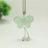 Colgante de Calabaza Circular Gato Durazno de Aventurina Natural, Cadena para Clavícula de Jade Mariposa Trébol de Cuatro Hojas Color Agua Clara