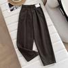 Pantalones Vaqueros Rectos Lavados Estilo Japonés Otoño e Invierno Retro de Cintura Alta Plisados de Pierna Ancha Largos para Mujer 471631