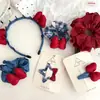Nueva Pinza para el Cabello Diadema Banda para el Cabello Anillo de Intestino Banda de Goma de Estrella con Lazo a Cuadros para Niños