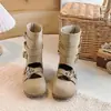 Botas Longas Retrô para Meninas 2026 Outono/Inverno Novas Botas com Salto Bloco Estilo Punk para Crianças Médias e Grandes Botas de Cavaleiro Versáteis