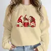 Sudadera Nueva de Cuello Redondo para Mujer Otoño e Invierno Top con Estampado Navideño Ropa Deportiva Cálida de Lana para Mujer Ropa Urbana Hip Hop