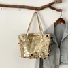 Bolsa Feminina Elegante com Franjas e Lantejoulas 2026 Nova Versátil de Ombro Único e de Mão Grande Capacidade Bolsa Tote para o Dia a Dia Transfronteiriça