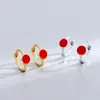 Brincos Pequenos Redondos de Prata Esterlina S925, Moda Simples Japonesa e Coreana, Elegantes, Pequenos, Delicados, Brincos Geométricos Personalizados