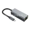 Placa de Rede USB + Hub Tipo-C para Rj45 Tipo Caneta para Computador Porta de Rede Externa Tipo-C 100M/1G/2.5G