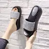 Sandalias de Verano Blancas con Grulla de Almohada Tacón Alto Pedrería Lentejuelas Ropa Exterior Nueva para Mujer Moda Versátil Remache Plataforma Suela Gruesa Aumentador de Altura