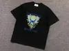 Nova Camiseta Casablanca de Manga Curta Marca Nicho Tendência Personalizada Porta Fantasia Azul Letra Vermelha Casa Estampada