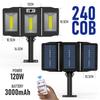 Farola Plegable de Tres Lados Alimentada por Energía Solar, Luz de Pared para Patio, Iluminación de Pared Exterior Controlada Remotamente, Luz para Puesto, Ahorro de Energía con Sensor