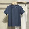 Camiseta de manga corta de seda helada de malla de color liso para hombre, de alta gama, de verano, fina, transpirable, resistente a las arrugas, informal, combinable con todo.
