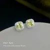 Aretes de Circonia Cúbica Verde Manzana Brillante, Modernos, Lujosos, de Gama Alta, Elegantes, Estilo Coreano, Aretes Versátiles y Frescos para Mujer