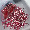 Joias de Diamante Redondas Planas Vermelhas Chinesas para Nail Art Cristal de Vidro Brilhante Diamante DIY Acessórios de Unha Vestíveis Atacado