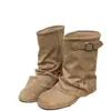 Botas Cavaleiro 2026 Botas Longas, Botas Plissadas Outono-Inverno Salto Bloco para Mulheres, Botas de Cano Alto Estilo Western, Novo Modelo Emagrecedor
