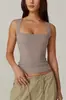 2025 Europa e América Amazon Estilo Rua Especiaria Moda Gola Quadrada Básica Slim Fit Sem Mangas Colete Camisa Base Feminina Roupa Feminina