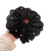 Scrunchie de Renda com Pérolas Extra Grande Elástico Versátil para Rabo de Cavalo Coque Flor de Cabelo