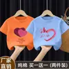 Camiseta de Manga Corta de Algodón Puro con Dibujos para Niñas Verano 2025 Nueva Tallas Mediana y Grande Estilo Coreano para Niñas Tops Holgados de Media Manga Modernos