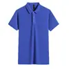 Nova camisa polo casual de algodão puro para o verão de 2022, gola com fenda, leve luxo, cor sólida, manga curta, estampada, publicitária, cultural