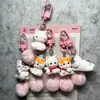 Nueva cadena para teléfono de gatito de dibujos animados tridimensional, llavero lindo de resina, colgante para bolsa de estudiante, regalo para parejas y mejores amigos