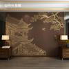 Papel Tapiz de Pared de Fondo para TV de Sala de Estar de Lujo Ligero Estilo Chino, Revestimiento de Pared con Textura de Arenisca Retro Color Rojo Ladrillo para Sala de Té Ático Mural 3D
